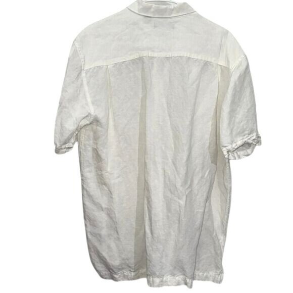 Cubavera Mens White Button-Up Shirt L/G Linen Blend Short Sleeve - Picture 5 of 7